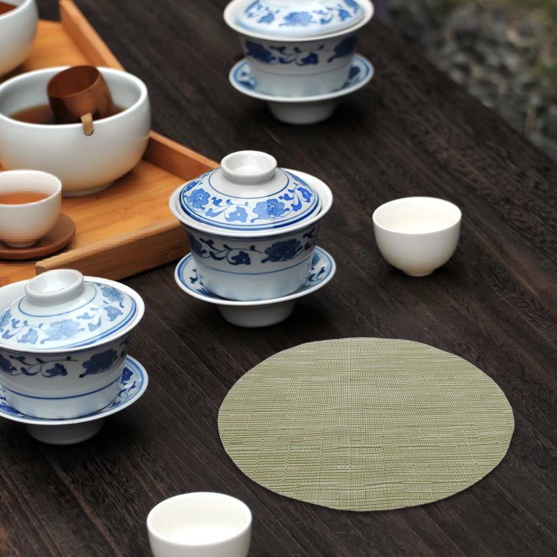 8pcs Round Placemats Table Place Mats Rustic Cup Decorative Desk Pad For Cutlery Kitchen Dining Table Party Holiday Coffee Shop - Image 5