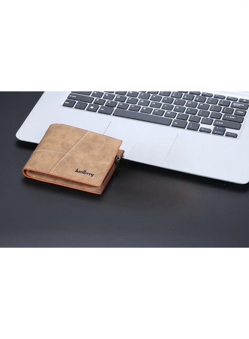 بايلليري محفظة الرجال الجديدة ذات القدرة الكبيرة ، محفظة التصميم الرجعي للأزياء الراقية للرجال ، محفظة أفقية صقيعة قصيرة للرجال ، محفظة عملة سحاب متعددة فتحات ، نسيج جلدي ، محفظة مقاومة للتآكل والقذارة. - Image 5