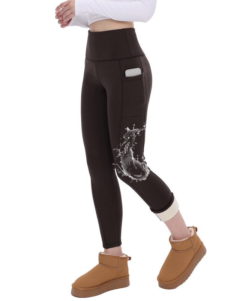 CAMPSNAIL Fleece Lined Leggings Women Water Resistant - Thick Thermal Warm Winter High Waisted Pants with Pockets for Snow - Image 1