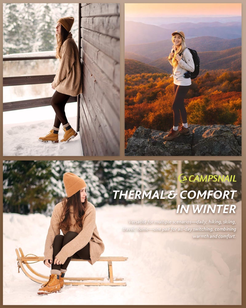 CAMPSNAIL Fleece Lined Leggings Women Water Resistant - Thick Thermal Warm Winter High Waisted Pants with Pockets for Snow - Image 5