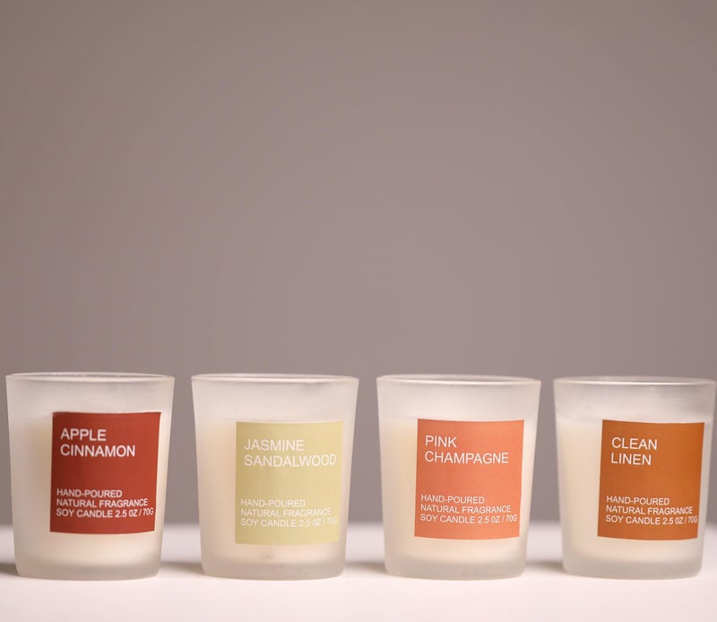 AURA DECOR AuraDecor Fragrance Votive Glass Candles Gift Set of 4 | Aromatheraphy | Frosted Glass | Corporate Gifting | Soy Wax | Candle Gift Set | Hand Poured Candle - Image 3