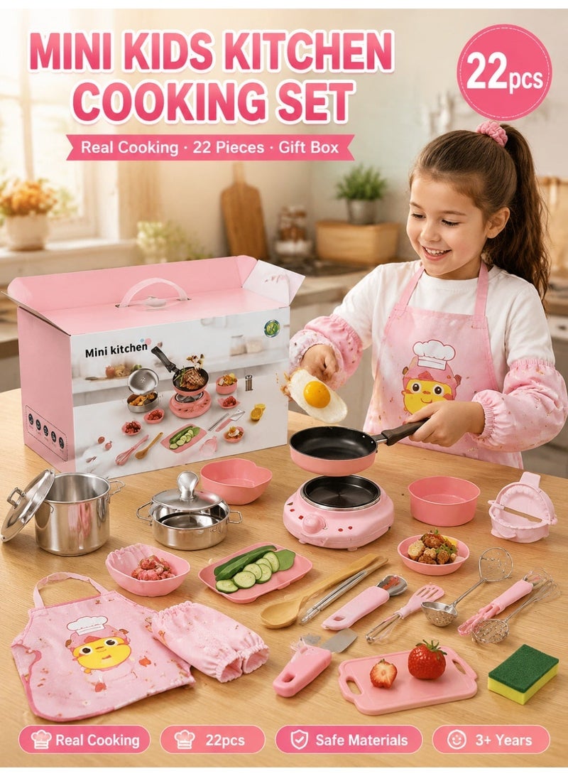 Joudiplay 22-Piece Mini Kitchen Set, Authentic Cooking Experience – A complete little chef toy set designed for children and infants, combining education with play. Suitable for both boys and girls, perfect for children's kitchen play. - Image 1