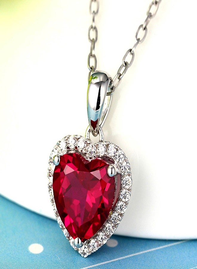 Navachi 925 Sterling Silver 18k White Gold Plated 3.7ct Heart Ruby Az9037a Necklace Pendant 18" - Image 5