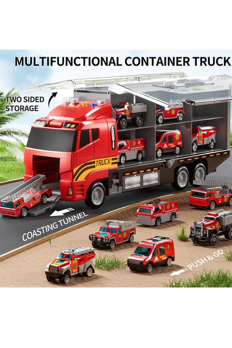 Toddler Boys Construction Truck Vehicle Toy Set with, Die-Cast Toy Car Carrier Truck for Kids, Birthday Gifts Toys for 3-8 Year Old Boys - Image 2