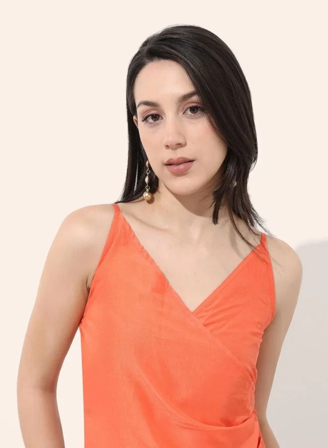 Freehand  Women Regular Fit Solid V-Neck Sleeveless Spaghetti Top  | Best Price UAE