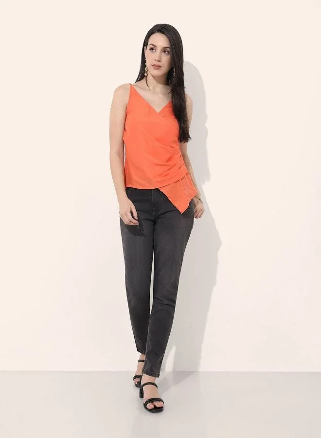 Freehand  Women Regular Fit Solid V-Neck Sleeveless Spaghetti Top  | Best Price UAE