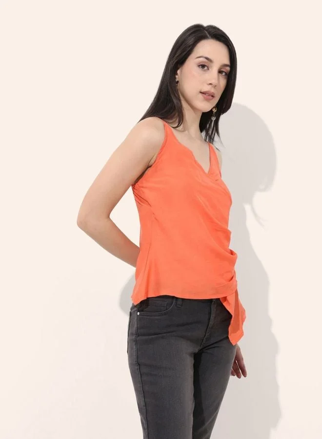 Freehand  Women Regular Fit Solid V-Neck Sleeveless Spaghetti Top  | Best Price UAE