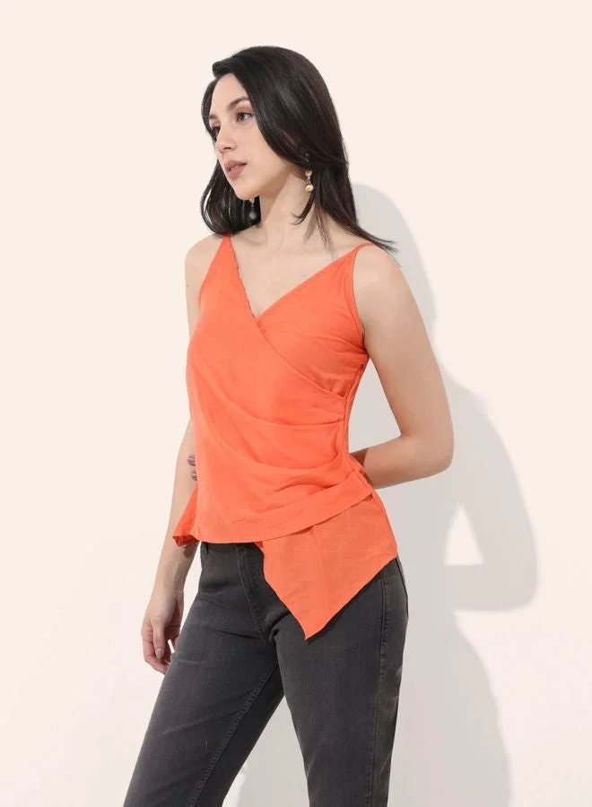 Freehand  Women Regular Fit Solid V-Neck Sleeveless Spaghetti Top  | Best Price UAE