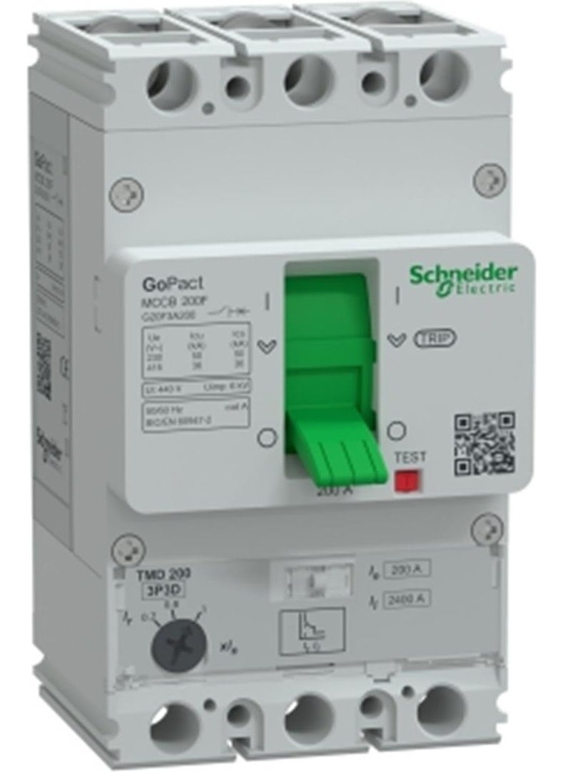 Schneider Electric , G20F3A200, Gomccb 200F 3P3D 200A Adj 