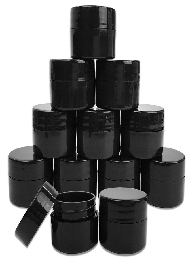 Beauticom 12 Pieces 7G/7ML (0.25oz) Black Sturdy Thick Double Wall Plastic Container Jar with Foam Lined Lid for Lotion, Creams, Toners, Lip Balms, Makeup Samples - BPA Free - Image 1