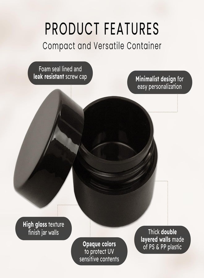 Beauticom 12 Pieces 7G/7ML (0.25oz) Black Sturdy Thick Double Wall Plastic Container Jar with Foam Lined Lid for Lotion, Creams, Toners, Lip Balms, Makeup Samples - BPA Free - Image 3