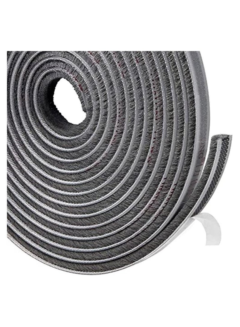 TEGRILO Brush Weather Seal Strip for Sliding Windows/Doors Frame Side, Pile Self Adhesive Weatherstrip Seal Tape for Door Draft Stopper, SoundProof Winter Insulation, Size (9mm*9mm, Grey)  - Image 1