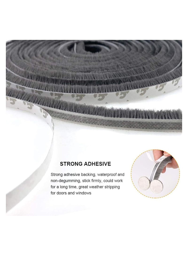 TEGRILO Brush Weather Seal Strip for Sliding Windows/Doors Frame Side, Pile Self Adhesive Weatherstrip Seal Tape for Door Draft Stopper, SoundProof Winter Insulation, Size (9mm*9mm, Grey)  - Image 2