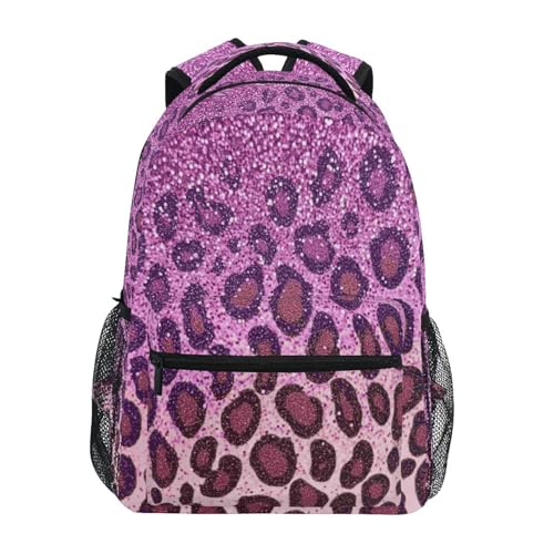 Kcldeci Bright Pink African Glitters Leopard Prints Kids Backpack for Boys Girls Elementary Schoolbag Kindergarten Bookbags Preschool School Bag Toddler Book Bags Travel Bag - Image 1