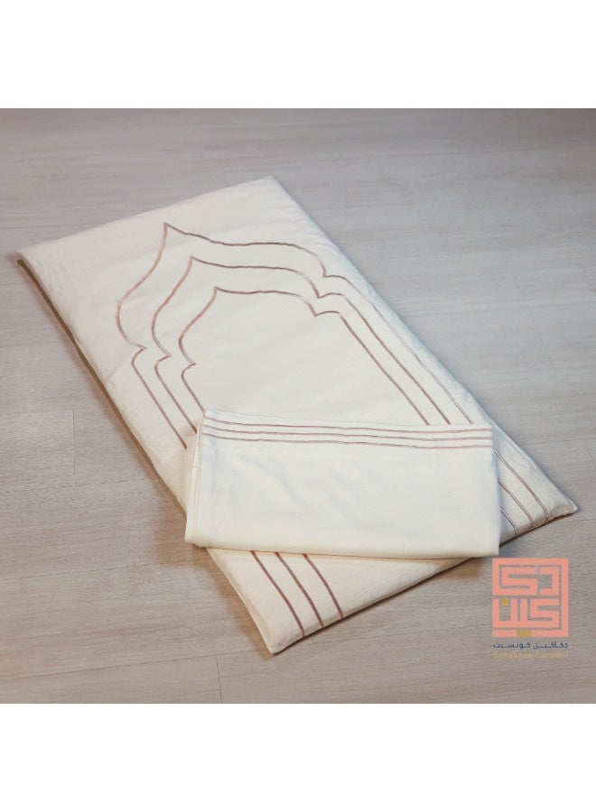 Dakakeen Concept Pink & Off-White Memory Foam Prayer Mat – Dakakeen Soft Pink / Off-White Memorial Two-Tone, Thick Padded Prayer Rug & Set for Home, Mosque & Travel - Image 2