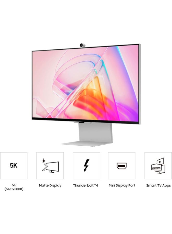 سامسونج شاشة ViewFinity S9 5K QLED غير لامعة مقاس 27 بوصة مع كاميرا ويب قابلة للفصل متوافقة مع تطبيق Mac Smart TV، وBixby، وThunderbolt™ 4، وتصميم مريح، ودعم الألوان 1B - Image 4