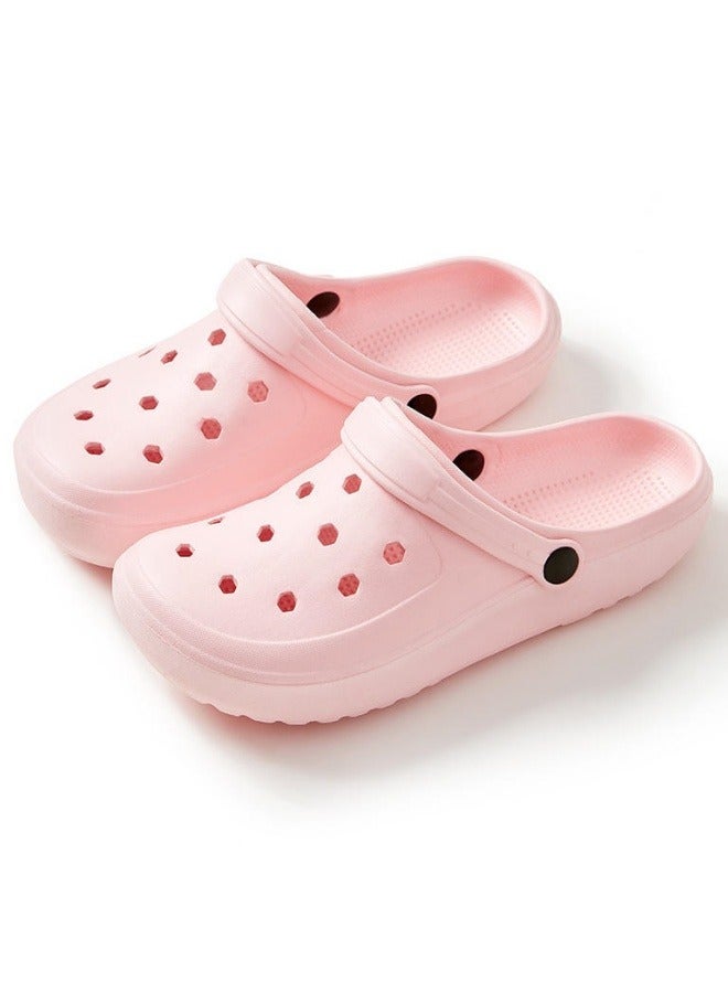GGEROU Classic Men and Women Sandals Thick Sole Anti Slip Hole Shoes Beach Shoes EVA Casual Clogs Pink  - Image 1