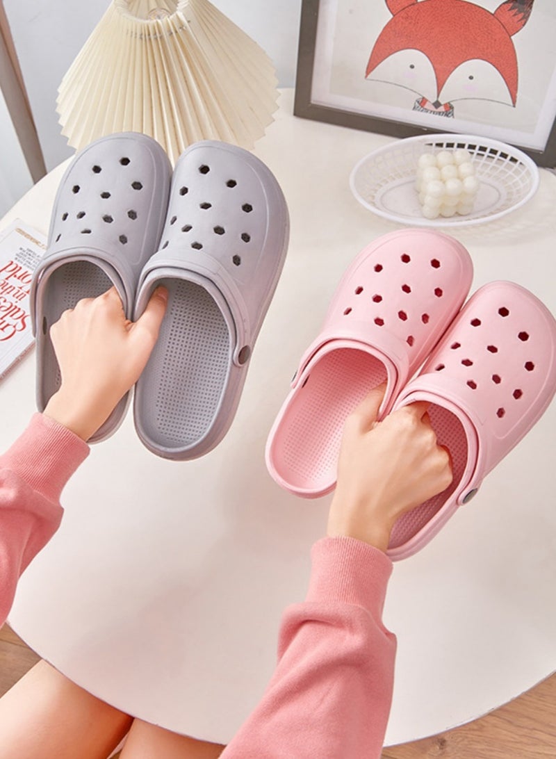 GGEROU Classic Men and Women Sandals Thick Sole Anti Slip Hole Shoes Beach Shoes EVA Casual Clogs Pink  - Image 3