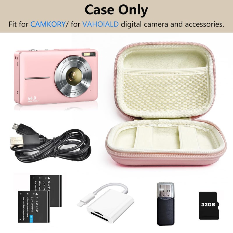 Bukela Portable Came Cases Digital Camera Case for CAMKORY, Kodak, Canon & More - Small Travel Compact Pouch with Mesh Pocket for Accessories & SD Card (Pink) - Image 3