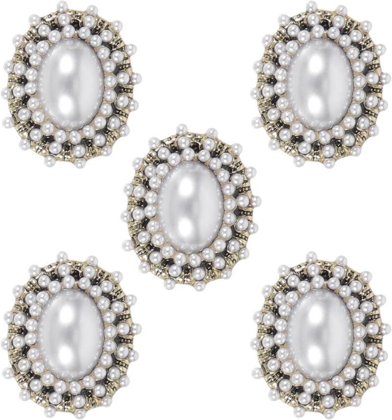 Heat resistant NUOBESTY 5pcs Zinc Alloy Rhinestone Buttons Oval 2.4cm Flower Shape Sewing Buttons for Coat Supplies DIY Needlework Accessories All space matching look - Image 1
