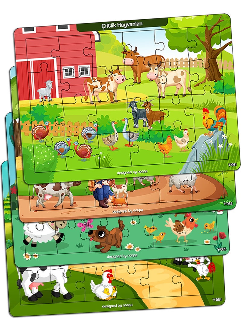 KutuTR Notpa Educational and Tutorial Wooden 24 Piece Colorful Puzzle Cute Animals Set of 4 for Children 16  - Image 1
