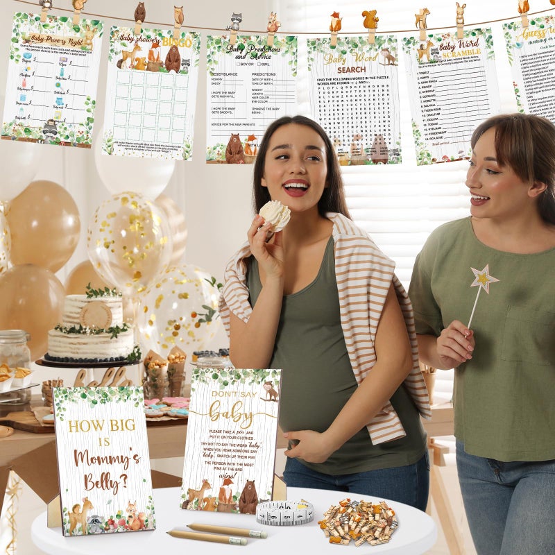 Funnymoom 426 Pcs Woodland Baby Shower Games Set-8 Games, Includes Baby Shower Bingo, Price is Right, Guess Who, Word Scramble, Prediction and Advice, How Big is Mommy's Belly, Don't Say the Words - Image 5