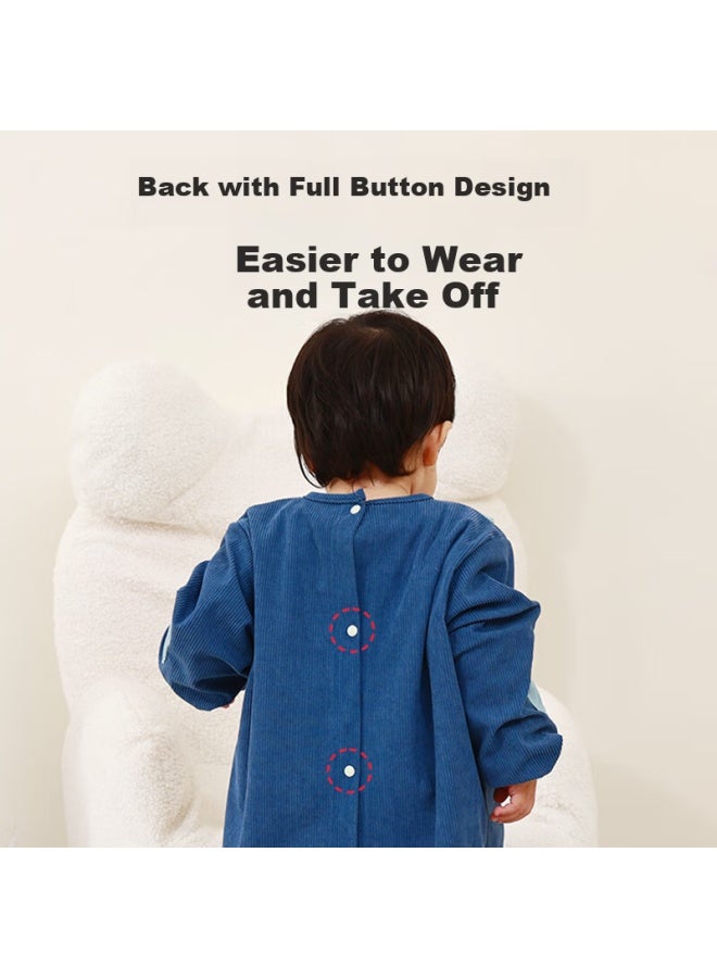Lovebox Aibaoqi Children's A Autumn And Winter Baby Reverse Wear Baby Bib Splash-proof Clothing Kids Meal Bib Blue Excavator S734 - Image 1