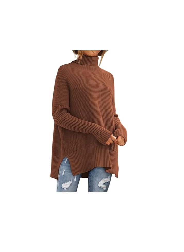 Generic Trendy Oversized Turtleneck Sweater for Women Long Knitted Cozy Pullover Sweaters  - Image 1