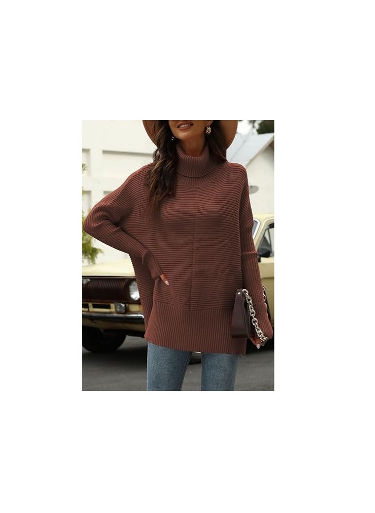 Generic Trendy Oversized Turtleneck Sweater for Women Long Knitted Cozy Pullover Sweaters  - Image 5