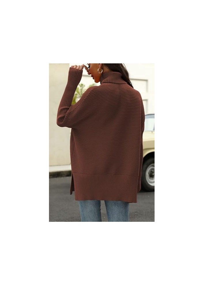 Generic Trendy Oversized Turtleneck Sweater for Women Long Knitted Cozy Pullover Sweaters  - Image 4