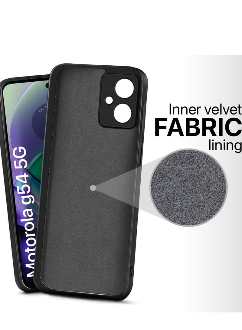 دبليو تيك غطاء حماية من السيليكون السائل الناعم لهاتف موتورولا موتو G54 5G 2023 باللون الأسود - Image 2