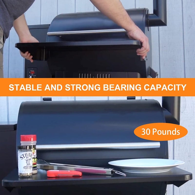Utheer Folding Front Shelf for Traeger Pro 22, Pro 575, Ironwood 650 Pellet Grills, BAC362 Grill Accessory 25" x 12", Heavy-Duty Steel Table Supports 60 LBS, Foldable Prep & Storage Station - Image 4