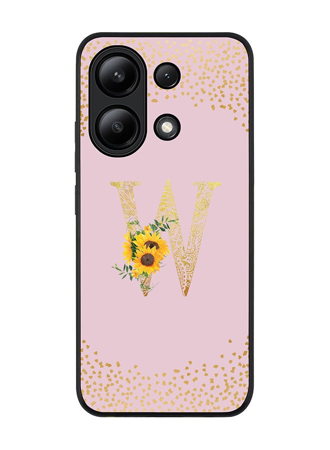 Stylizedd Rugged Black edge case for Xiaomi Redmi Note 13 4G, Cover Custom Monogram Initial Letter Mandala Floral Pattern Alphabet - W  (Pink )  - Image 1