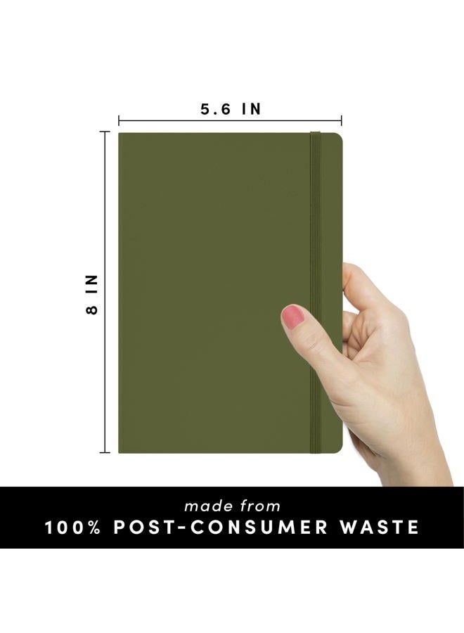 PAPERAGE Recycled Lined Journal Notebook, (Olive), 160 Pages, Medium 5.6 inches x 8 inches - 100 GSM Thick Paper, Hardcover - Image 2