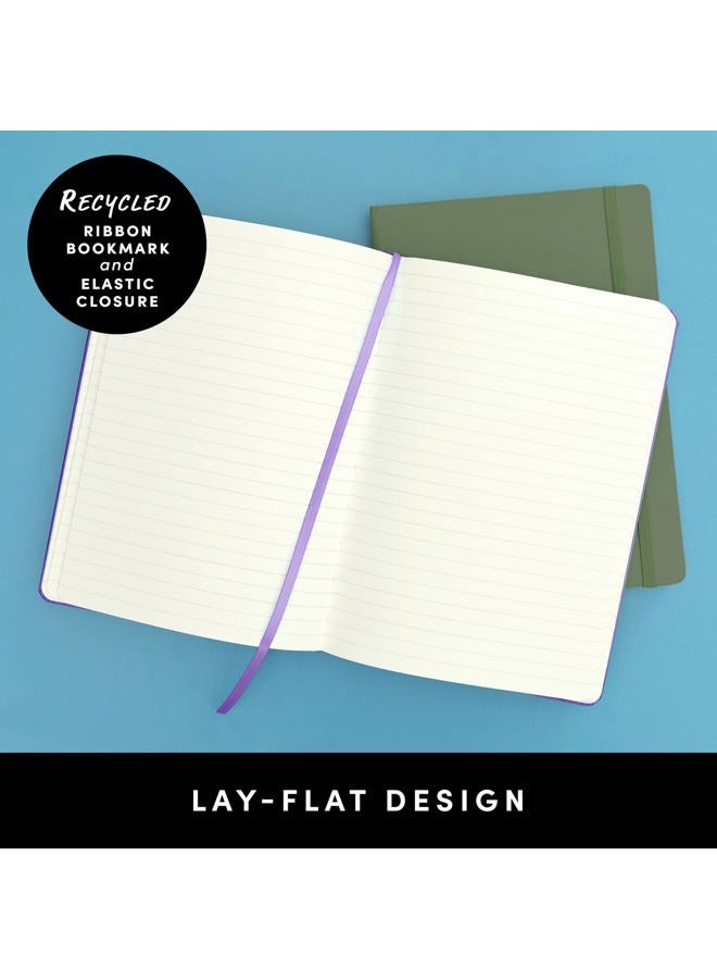 PAPERAGE Recycled Lined Journal Notebook, (Olive), 160 Pages, Medium 5.6 inches x 8 inches - 100 GSM Thick Paper, Hardcover - Image 3