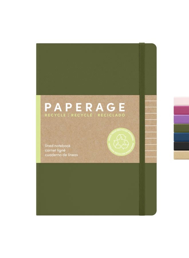 PAPERAGE Recycled Lined Journal Notebook, (Olive), 160 Pages, Medium 5.6 inches x 8 inches - 100 GSM Thick Paper, Hardcover - Image 1
