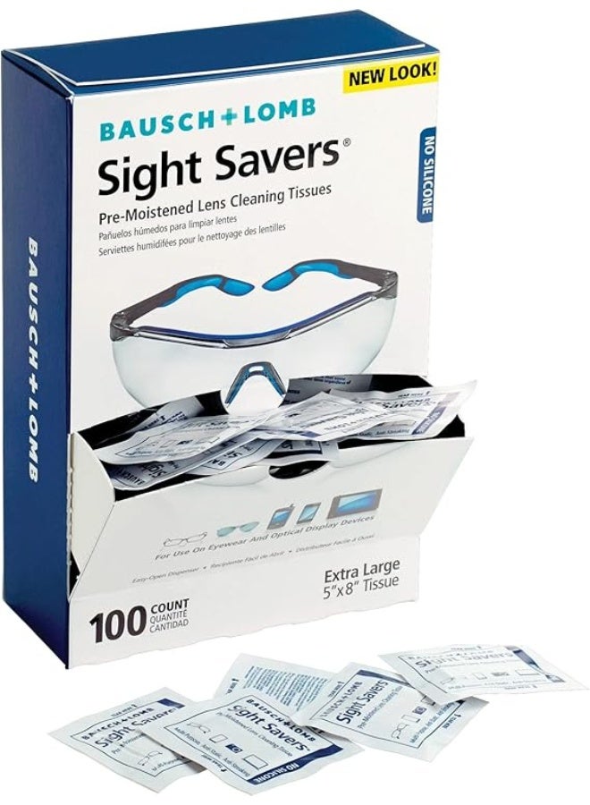 باوش آند لومب Adult Unisex Bausch & Lomb Lens Cleaning Wipes by, Pre-Moistened Tissues, Anti-Fog, Anti-Static, Anti-Streaking, Cleans Glass and Plastic, 100 Count, Multicolor - Image 1