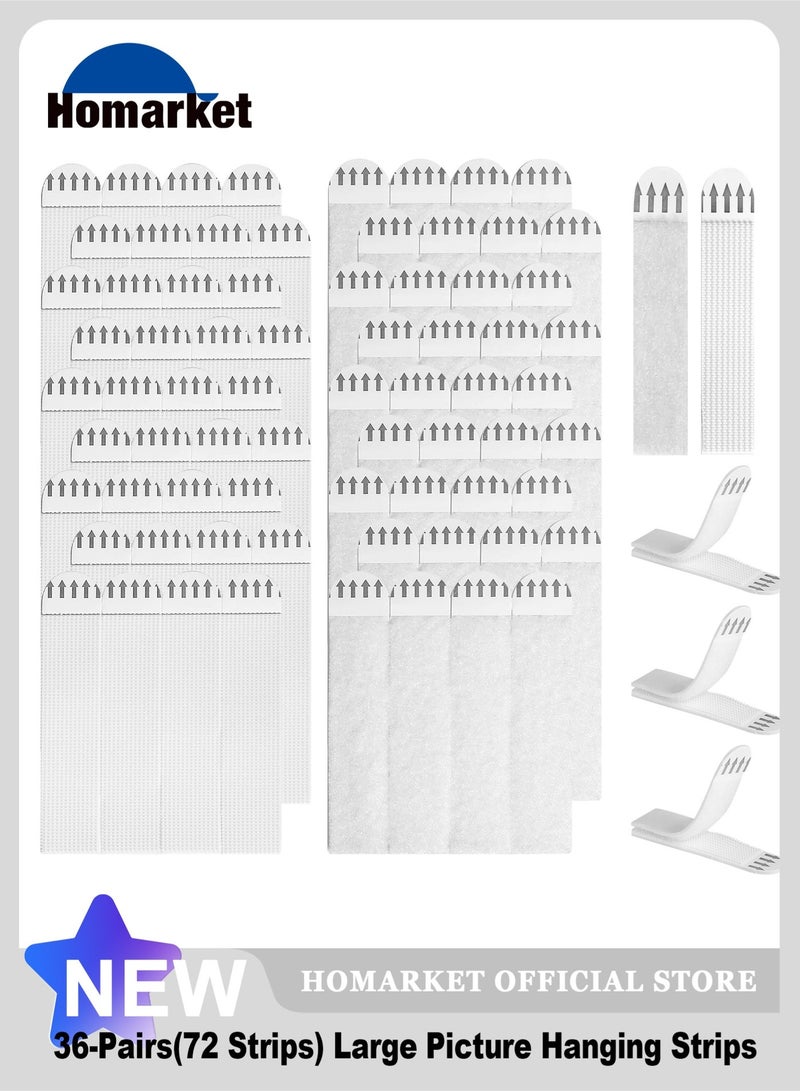 HomarKet Large Picture Hanging Strips Heavy Duty, 36Pairs Sticky Picture Hangers for Walls,Hanging Pictures Without Nail No Damage Wall Hangers Without Nails for Indoor Hooks Caddies, White - Image 4