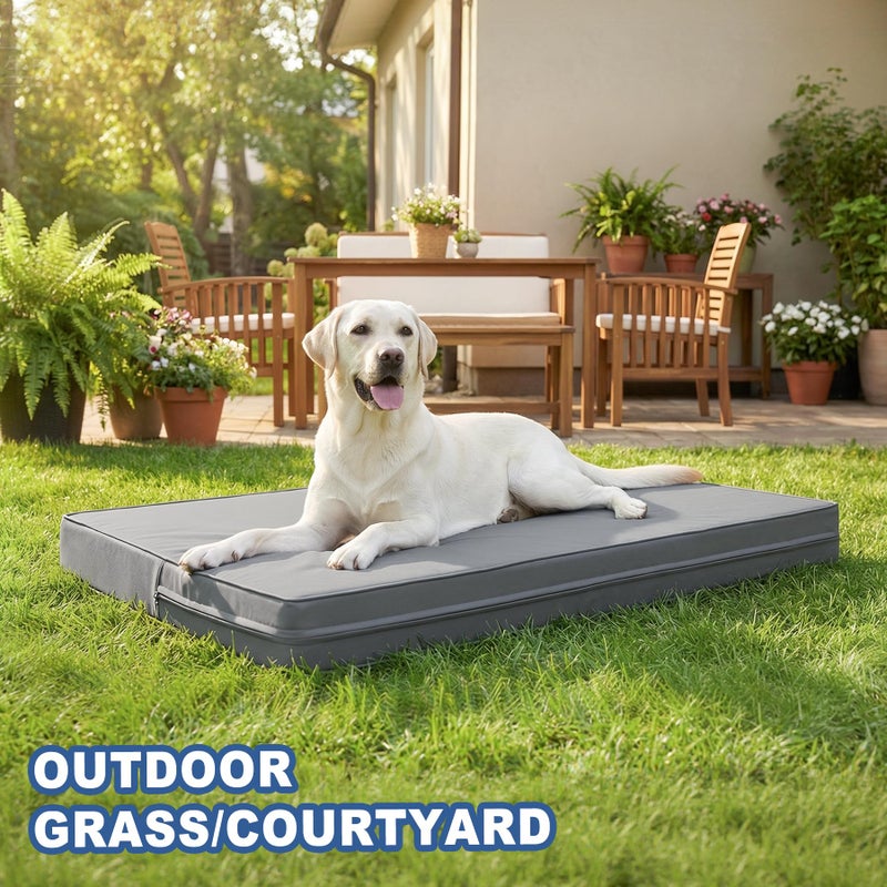 Vonabem Outdoor Waterproof Dog Bed Washable, XL Large Crate Pad 42 inch, Wipeable Leather Pet beds with Removable Cover, Foam Orthopedic Anti-Slip Kennel Pads Reversible, 41"x27" Grey - Image 4