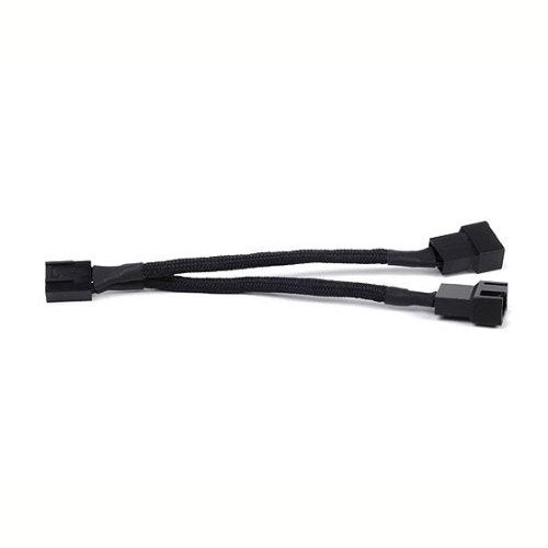 JBtek All Black Sleeved PWM Fan Splitter Cable 1 to 2 Converter, 2 Pack - Image 2