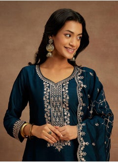Libas Embroidered Kurta and Mid Rise Trouser with Dupatta Set by Styli  - Image 4