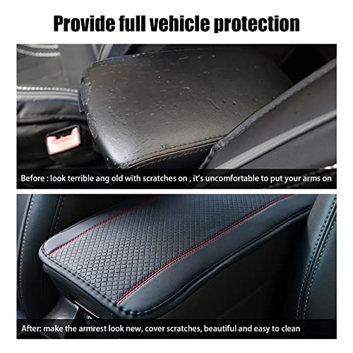 Miytsya Four Seasons Universal Armrest Box Mat, Fiber Leather Embossing, Waterproof, Car Armrest Seat Cover (Red) - Image 4