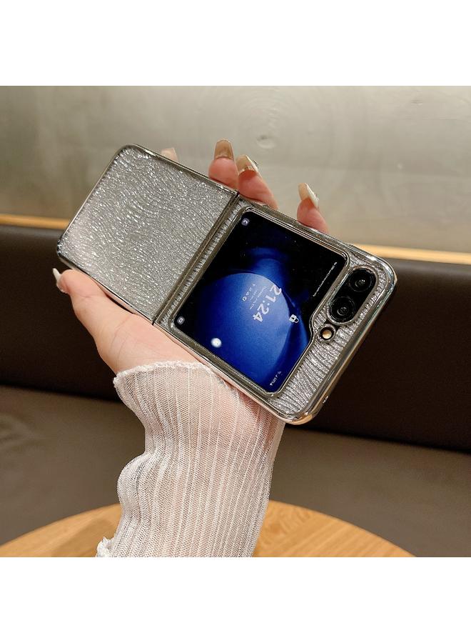 S-TOP Case For Samsung Galaxy Z Flip5 PC Side Buckle+Ripples Glitter Paper Full Coverage Phone Case - Image 2