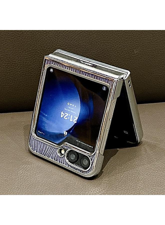 S-TOP Case For Samsung Galaxy Z Flip5 PC Side Buckle+Ripples Glitter Paper Full Coverage Phone Case - Image 3