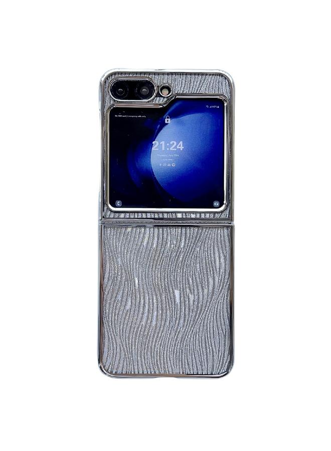 S-TOP Case For Samsung Galaxy Z Flip5 PC Side Buckle+Ripples Glitter Paper Full Coverage Phone Case - Image 1
