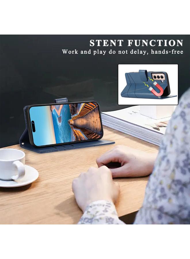 S-TOP Case For Samsung Galaxy S21+ 5G PU Genuine Leather Texture Embossed Line Phone Case - Image 5