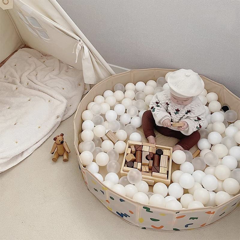 STARBOLO STARBOLO 100 Ball Pit Balls Phthalate Free BPA Free Crush Proof Plastic - Beige Colors in Reusable Play Toys for Kids with Storage Bag - Image 2
