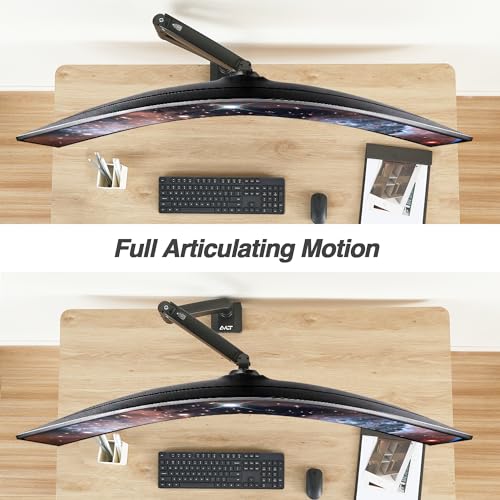 AVLT Single 17"-49" Super Ultrawide Monitor Arm Desk Mount for Screens up to 50 lbs, Premium Aluminum Stand, Adjustable Pneumatic Height, Full Motion Swivel Tilt Rotation, USB 3.0 & AUX Ports, Black - Image 5