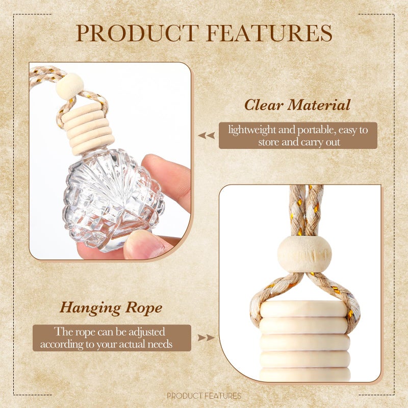 BBTO 50 Pcs Hanging Car Air Freshener Car Diffuser Bottles Empty Glass Perfume Bottle Freshener Diffuser Bottle Pendant for Essential Oil Fragrance Aromatherapy Bottle Ornament(Shell) - Image 2