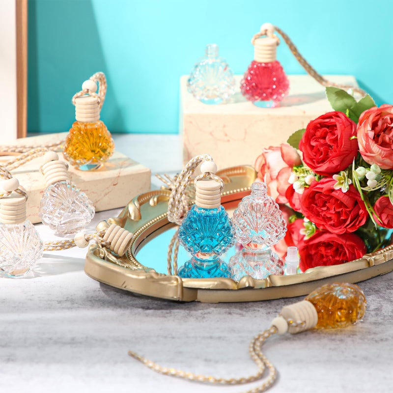 BBTO 50 Pcs Hanging Car Air Freshener Car Diffuser Bottles Empty Glass Perfume Bottle Freshener Diffuser Bottle Pendant for Essential Oil Fragrance Aromatherapy Bottle Ornament(Shell) - Image 3